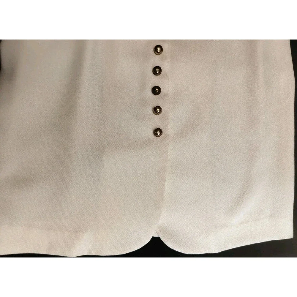 Vintage Leslie Fay Dress Size 12 Petites Ivory Zip Back Long Sleeve
